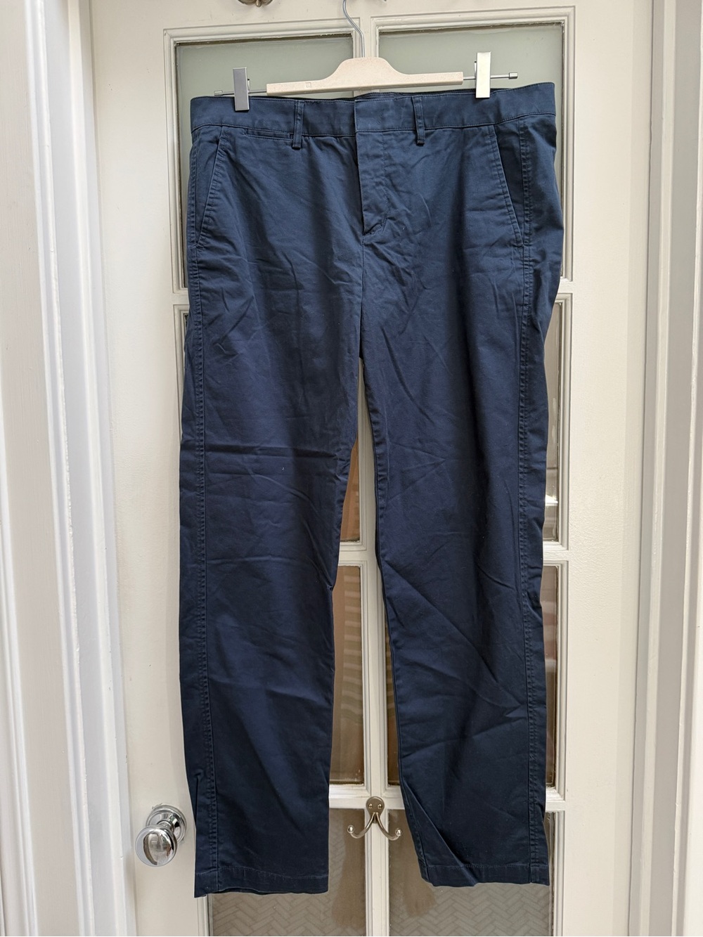 Vince Navy Straight-Leg Cotton Trousers